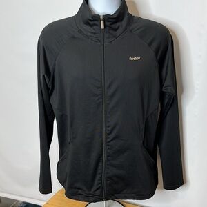 𝅺reebok full zip up black jacket, size X large, in good condition
